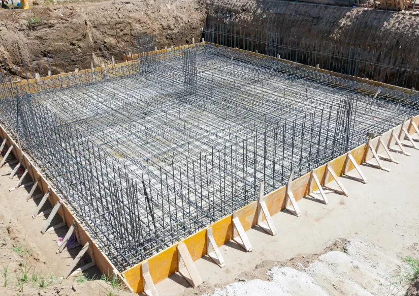 Proceso de cimentación de un proyecto de construcción con anclas de cimentación